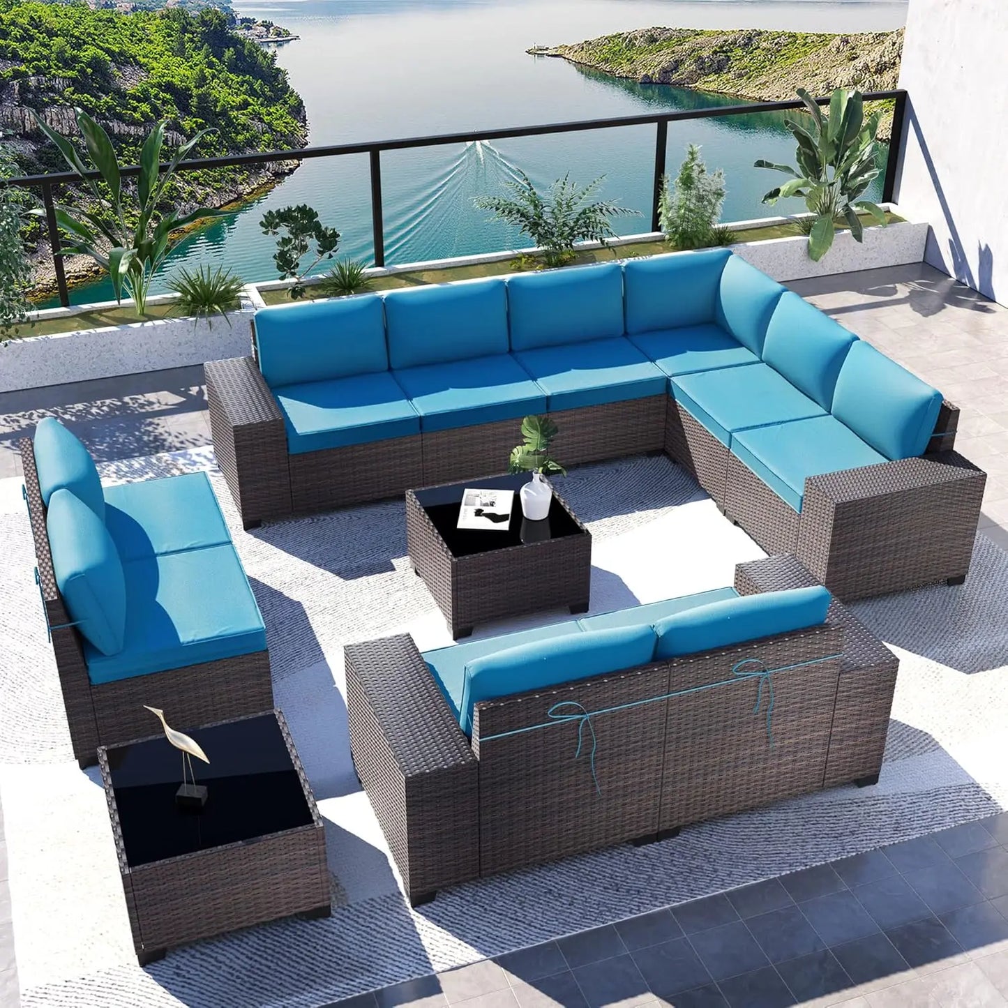 Outdoor Patio Furniture Set Sectional Rattan Sofa For Garden Comfort