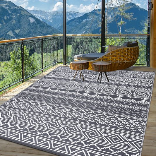 Waterproof Reversible Outdoor Patio Rug Boho Moroccan Style