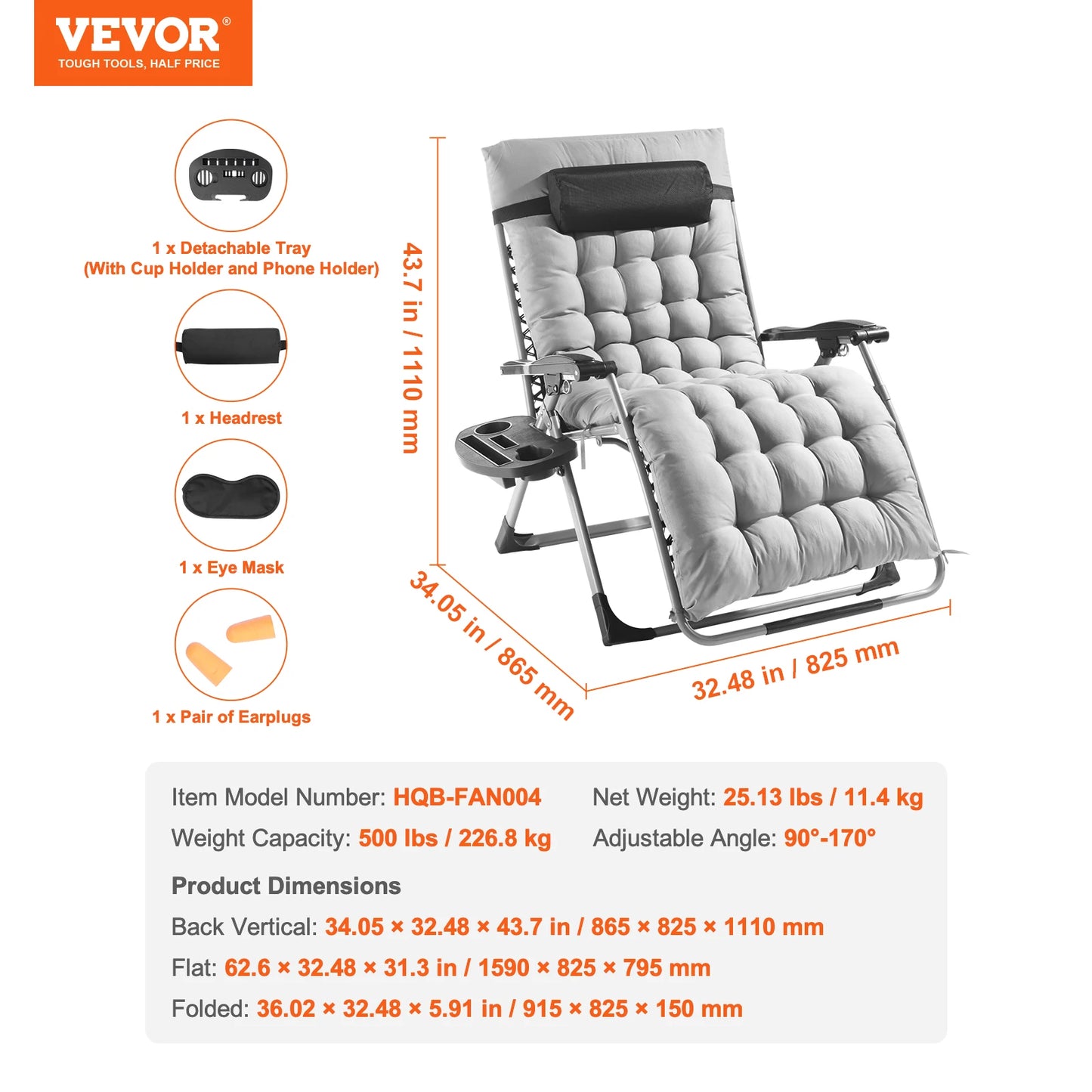 SucceBuy Zero Gravity Lounge Chair With Adjustable Recline And Cupholder
