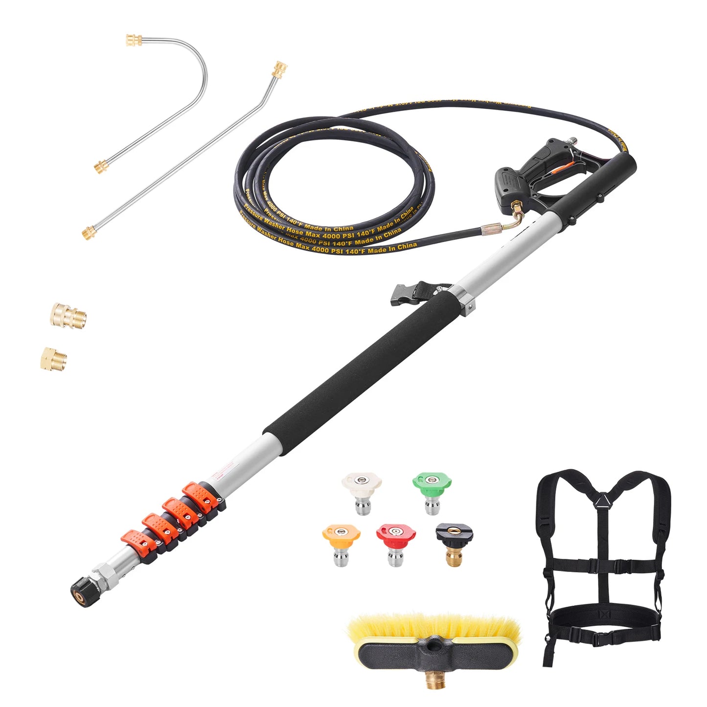 Telescoping Pressure Washer Wand For High Reach Cleaning