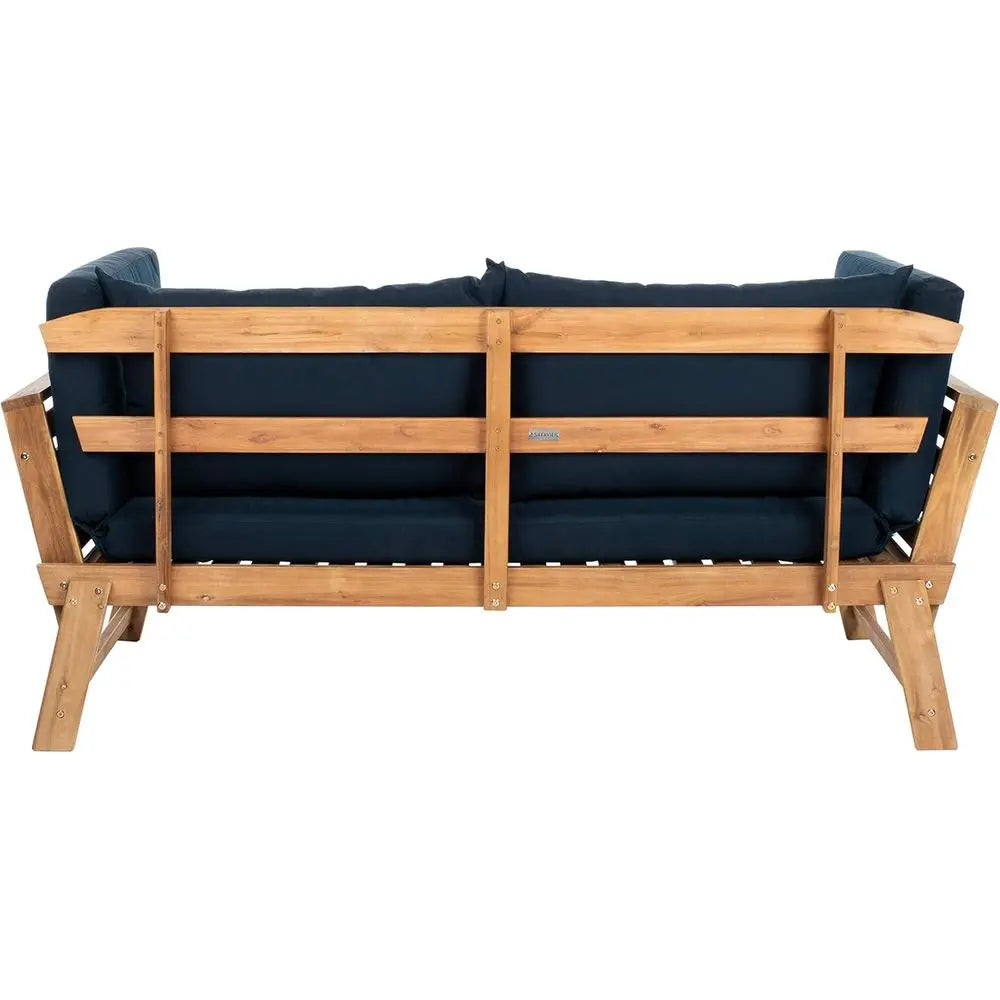 Contemporary Outdoor Daybed For Patio With Cushioned Seat Wood Frame