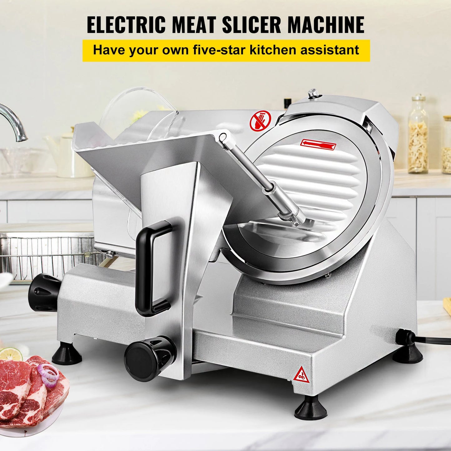 Electric Deli Slicer With Adjustable Thickness For Meats And Cheeses