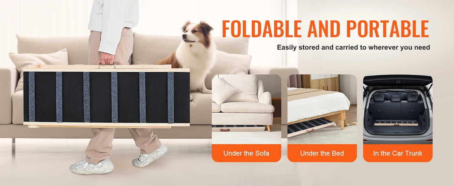 Adjustable Folding Wooden Dog Ramp for Beds, Sofas and Vehicles