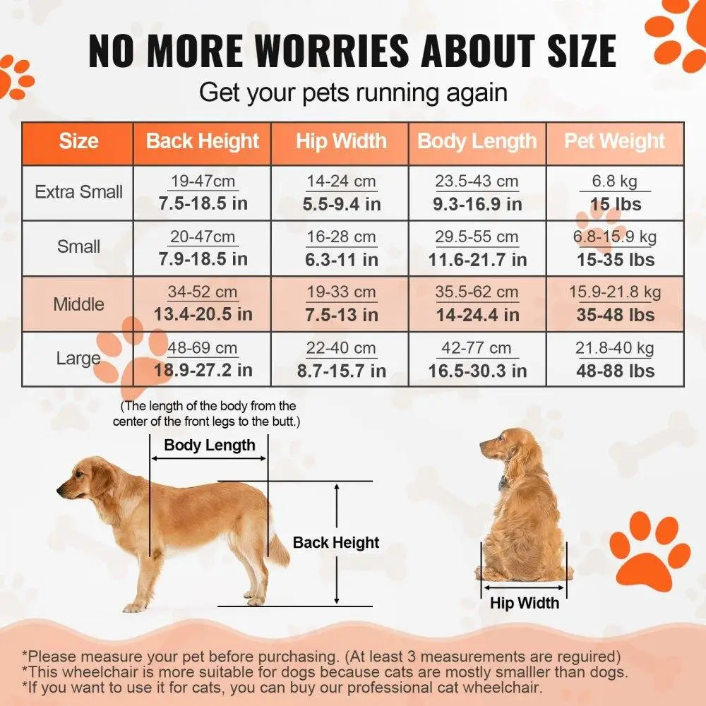 Lightweight Adjustable Dog Wheelchair for Disabled Pets