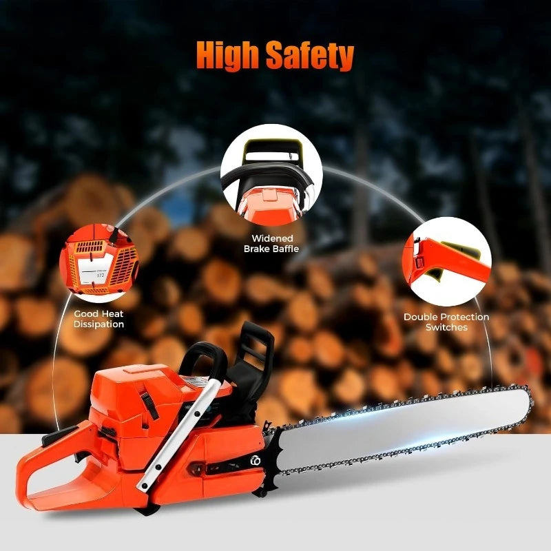 Gas Powered Chainsaw For Wood Cutting And Yard Work