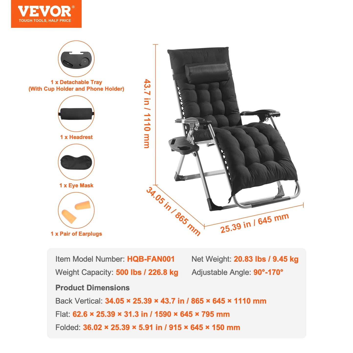 SucceBuy Zero Gravity Lounge Chair With Adjustable Recline And Cupholder