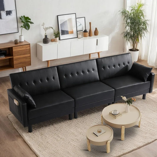 Convertible Futon Sofa Bed With Adjustable Backrest