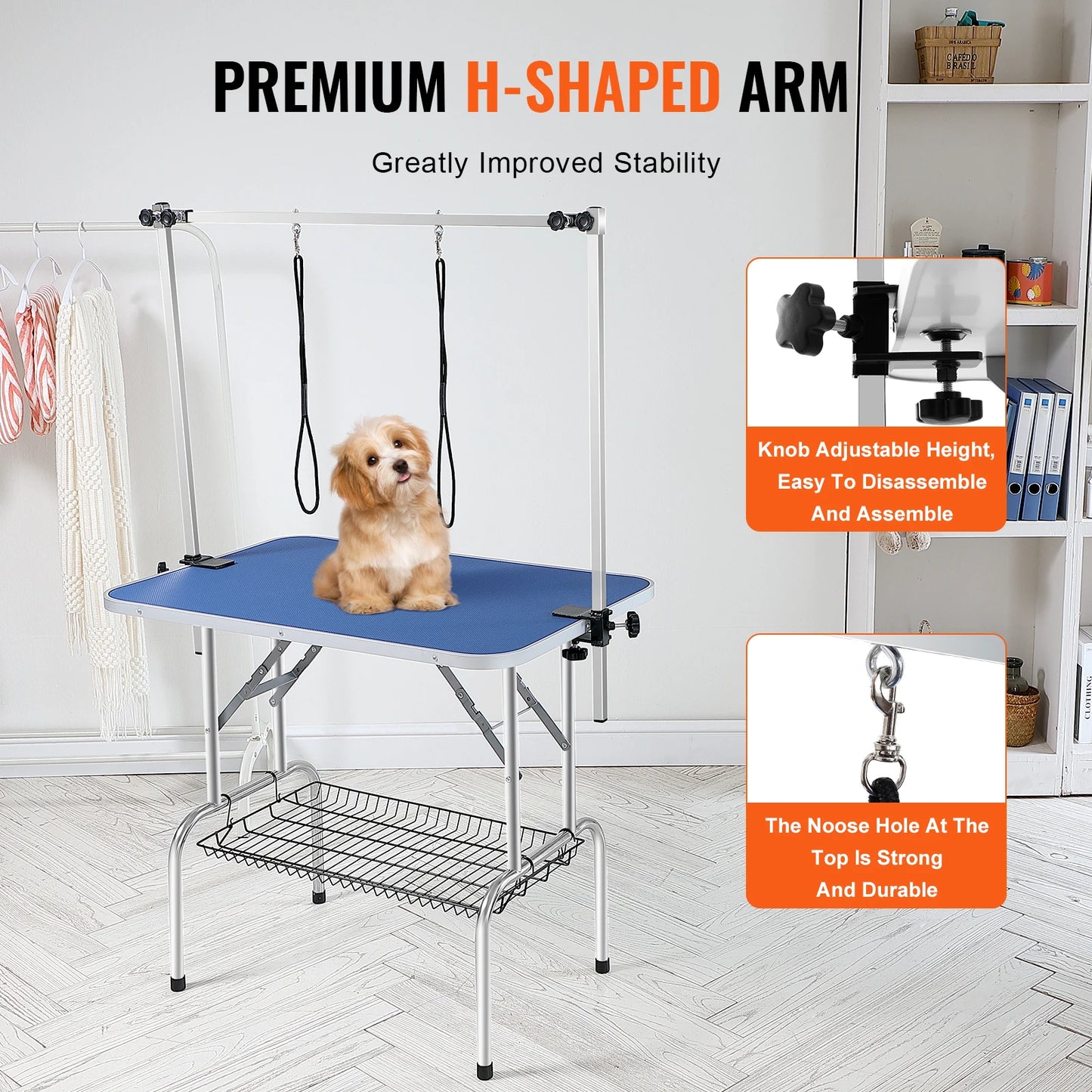 Two Arm Dog Grooming Table With Clamp And Foldable Stand