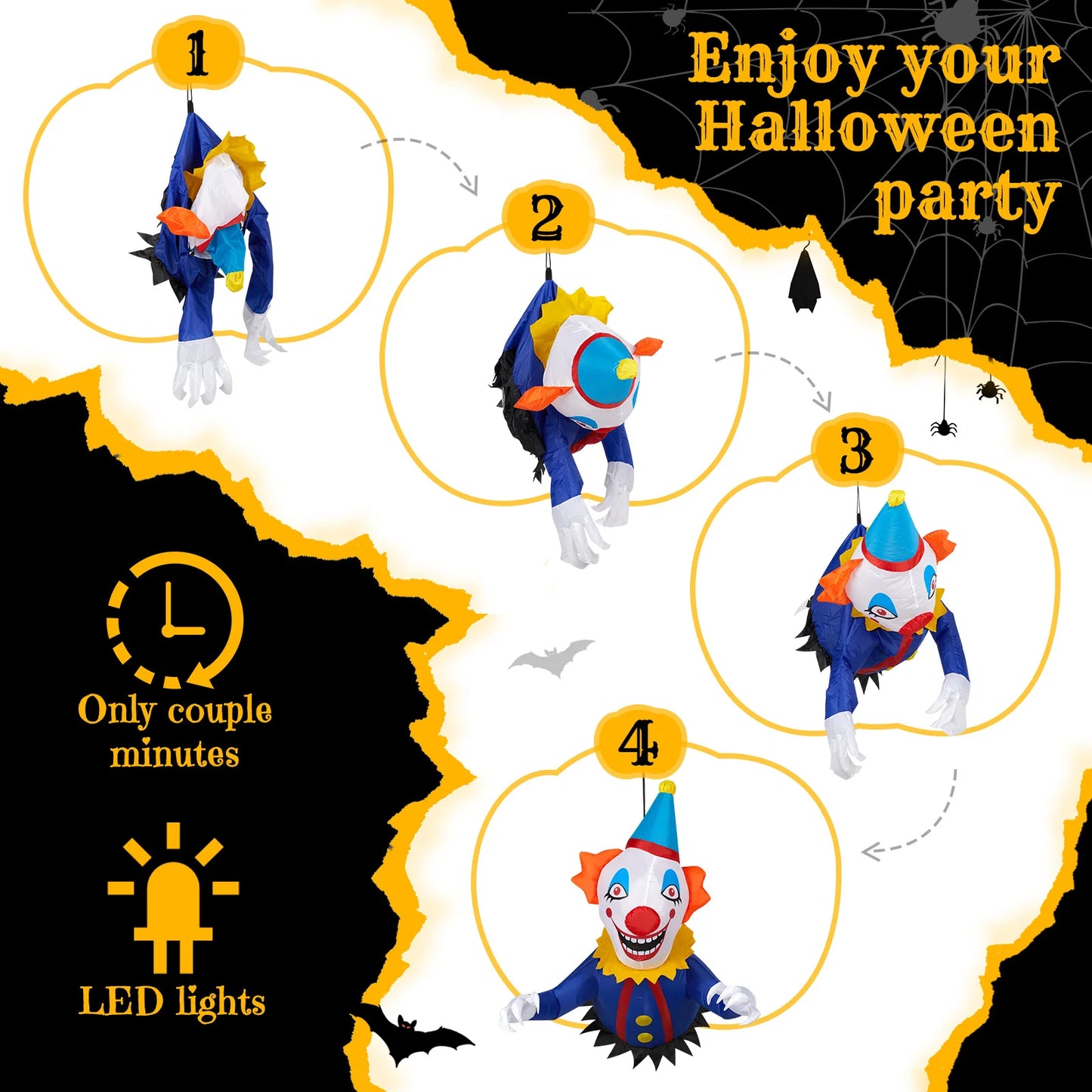 Halloween Inflatable Clown Breaking Through Window Outdoor Decoration