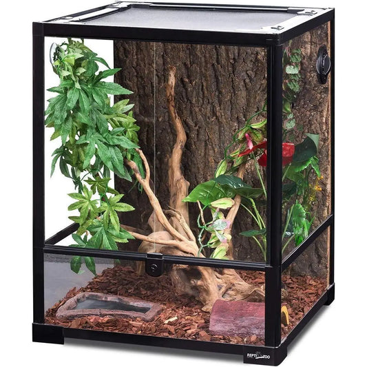 Large Glass Reptile Terrarium with Front Opening and Ventilation