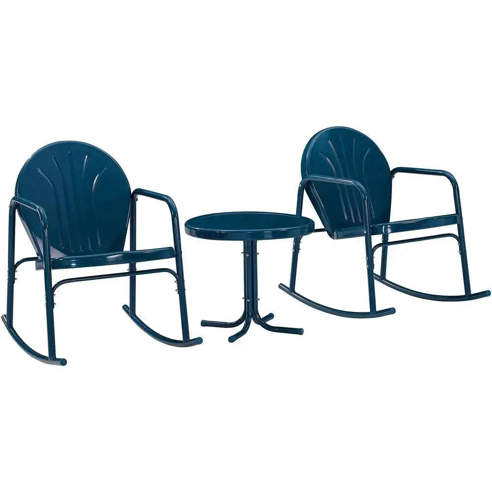 Retro Metal Outdoor Rocking Chair and Side Table Set