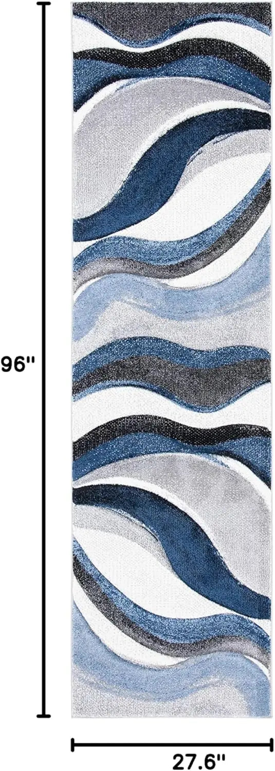 Mid Century Modern Runner Rug Striped Wool For High Traffic