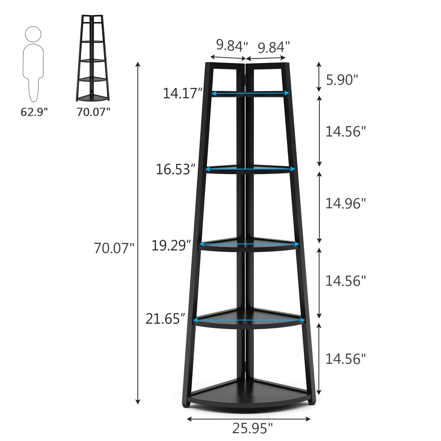 Modern Industrial Corner Ladder Shelf For Books Plants Decor