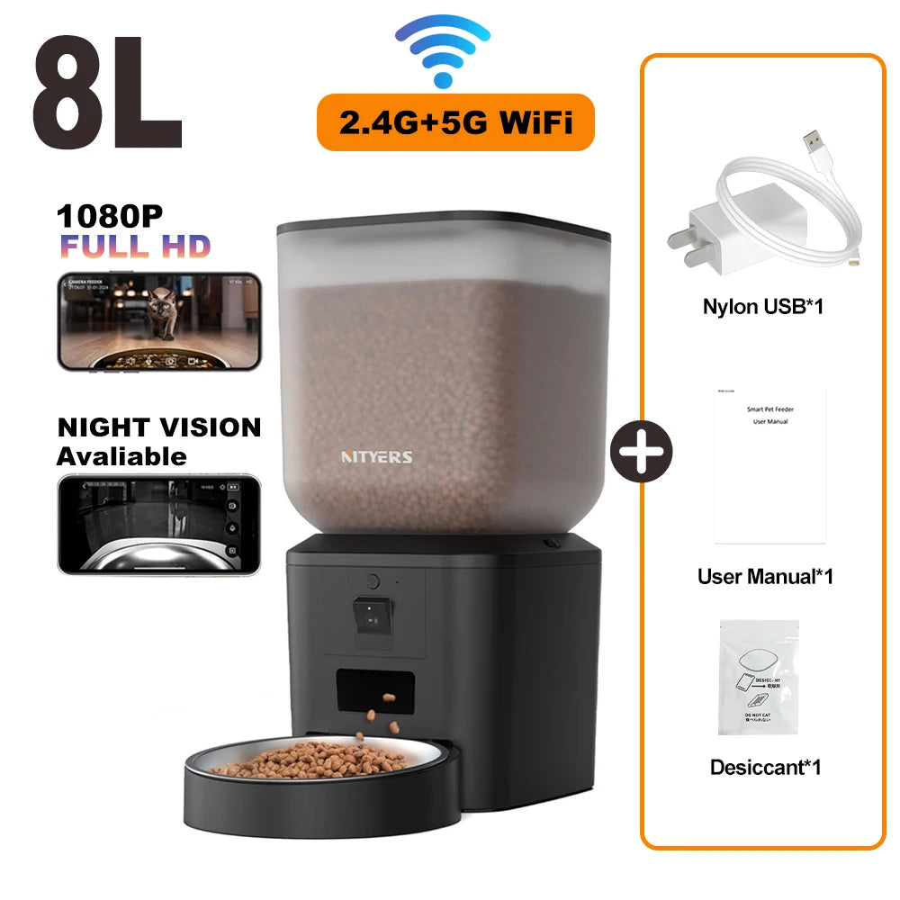 Nityers Smart Cat Feeder With 1080p Camera And 5G WiFi