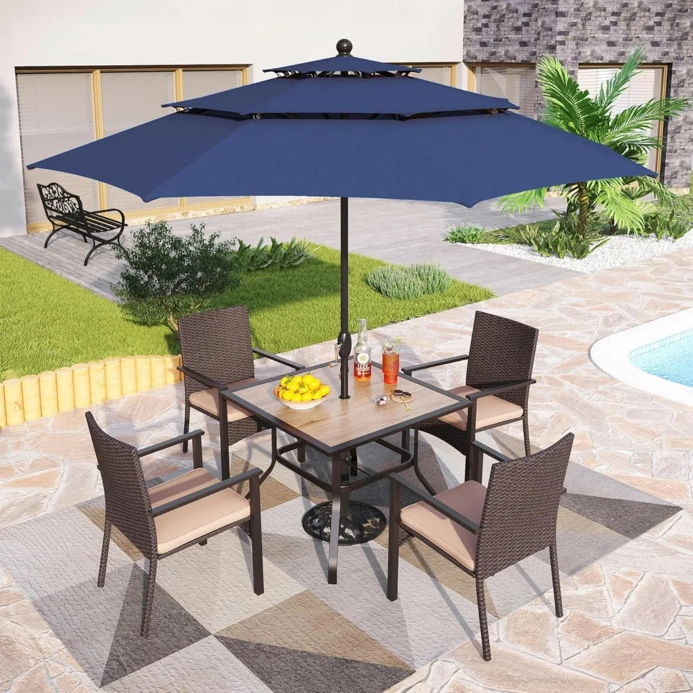 37-Inch Square Outdoor Dining Table with Umbrella Hole