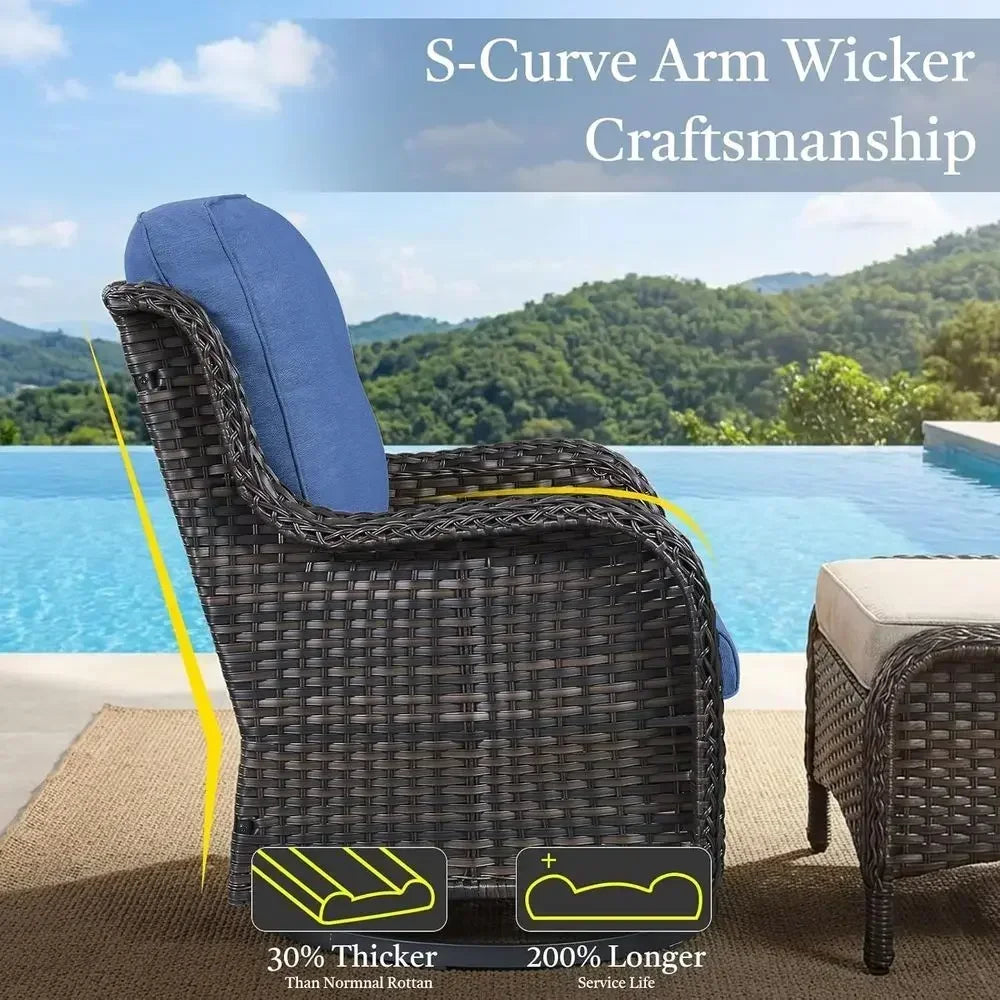 Outdoor Swivel Rocking Patio Set with Side Table