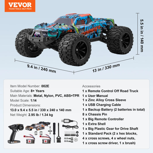 VEVOR 4WD Remote Control Off-Road Truck for Kids and Hobbyists