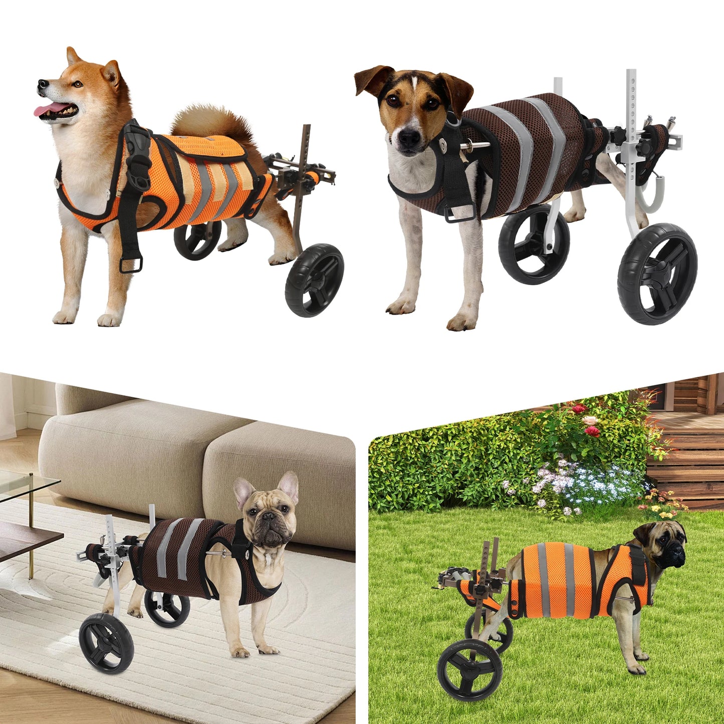Adjustable Pet Wheelchair For Back Legs Aluminum Frame