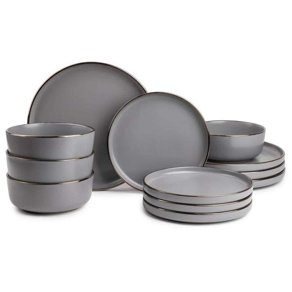 Elegant 12 Piece Stoneware Dinnerware Set for Home Dining