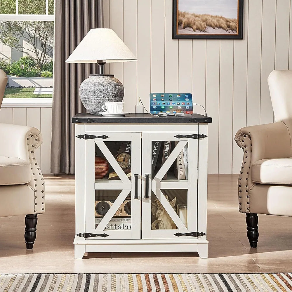 Rustic Farmhouse Coffee Table With Built In Charging Port