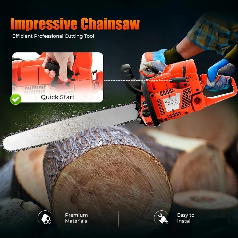 Gas Powered Chainsaw For Wood Cutting And Yard Work