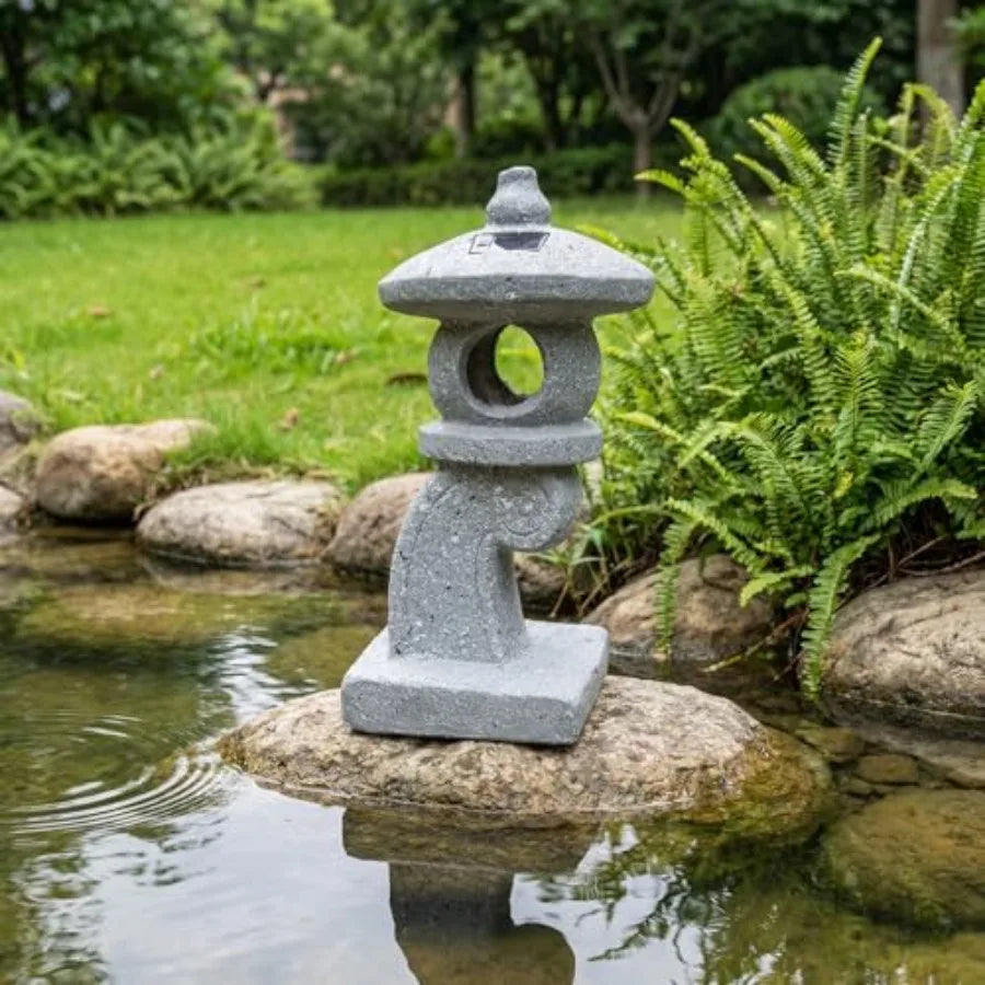 Solar Zen Pagoda Garden Statue With LED Light For Outdoor Decor
