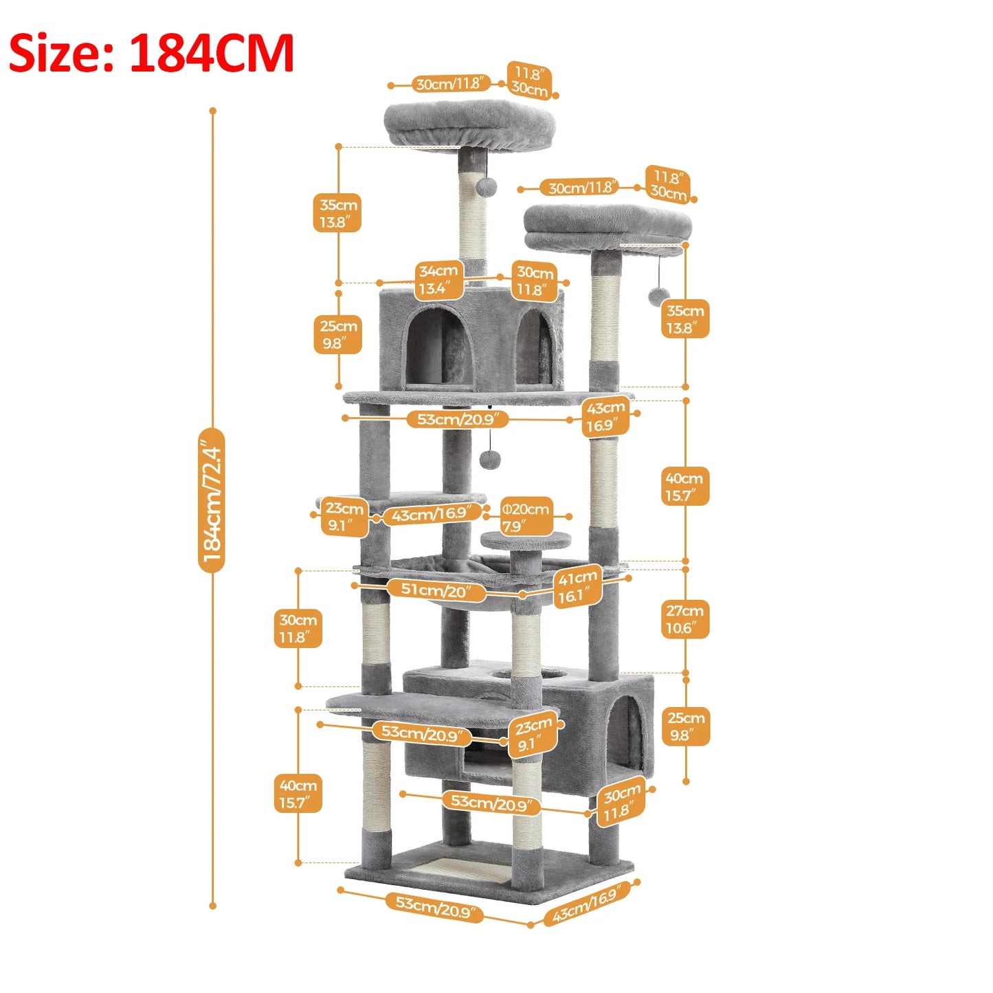 PAWZ Road Large Multi-Level Cat Tree &amp; Condo for Large Cats