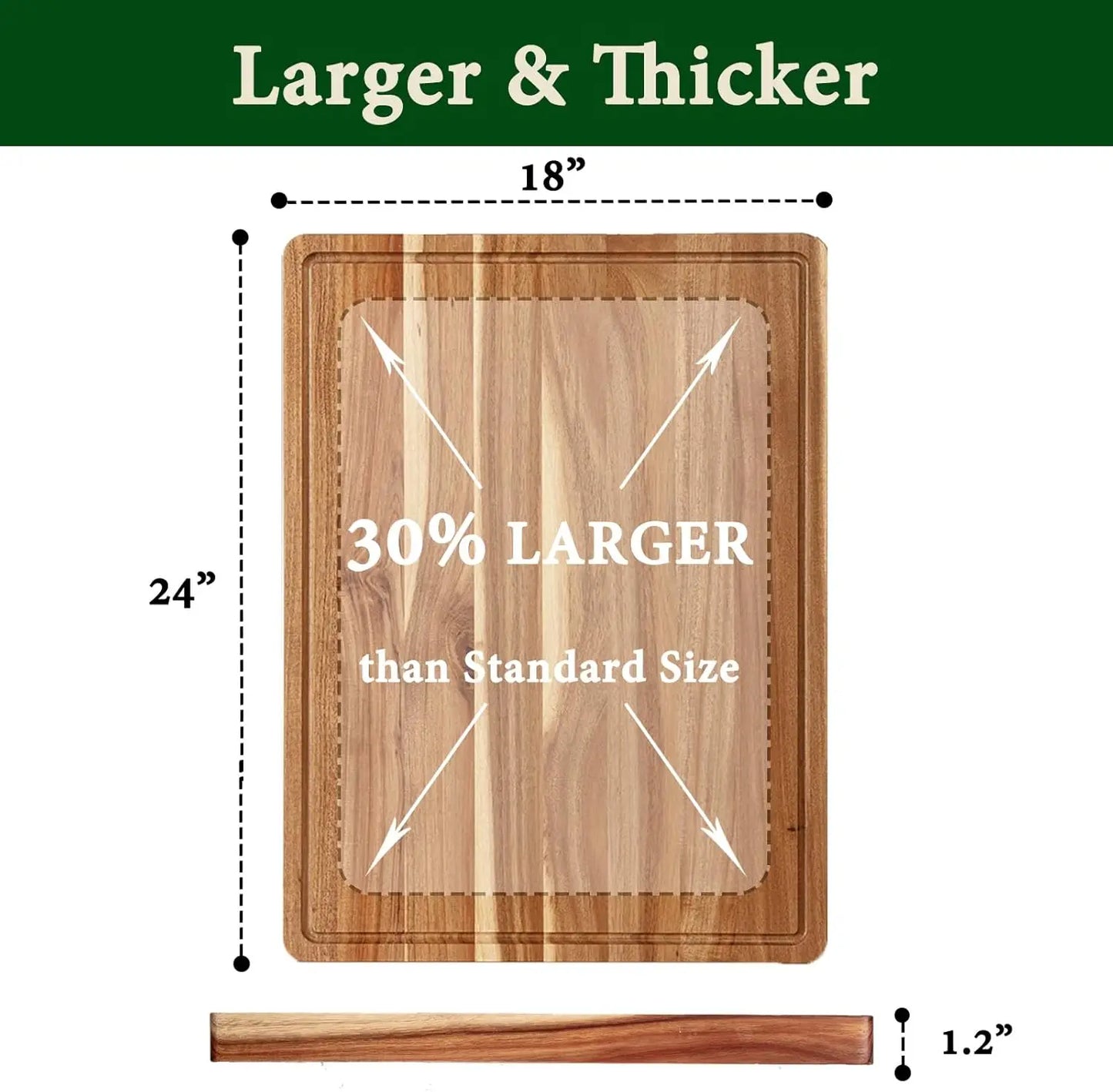 Premium Acacia Wood Butcher Block Cutting Board With Side Handles