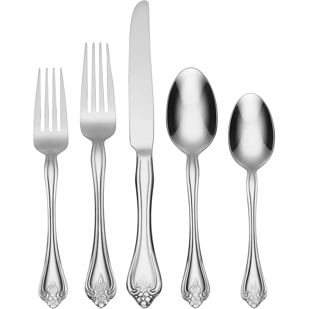 Romantic Floral Flatware Set Stainless Steel Dining