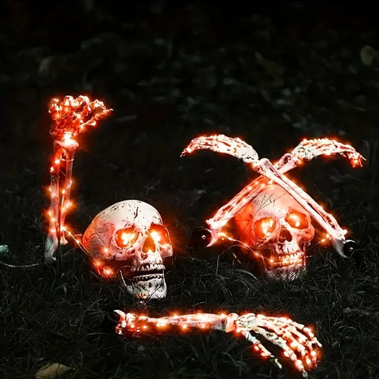 Halloween Light Up Skeleton Set Skull Arms Decor Party