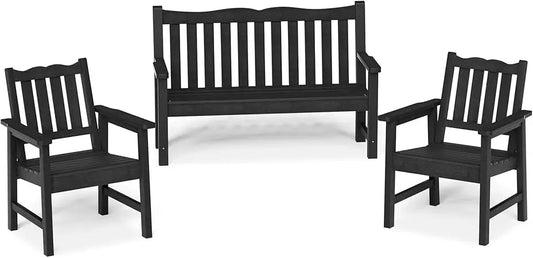 All-Weather Teak Garden Bench and Chairs Set for Outdoors