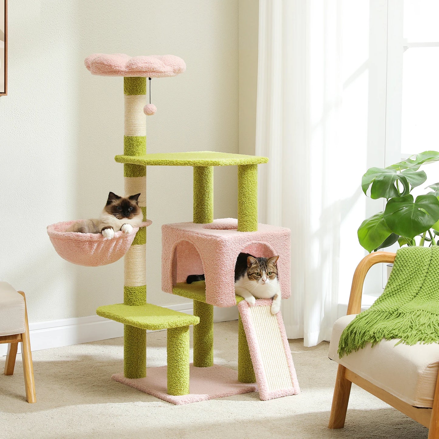 Flower Cat Tree Tower with Scratching Posts for Playful Cats