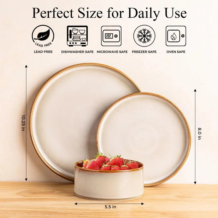 Reactive Glaze Ceramic Dinnerware Set Plates And Bowls Dishwasher Safe