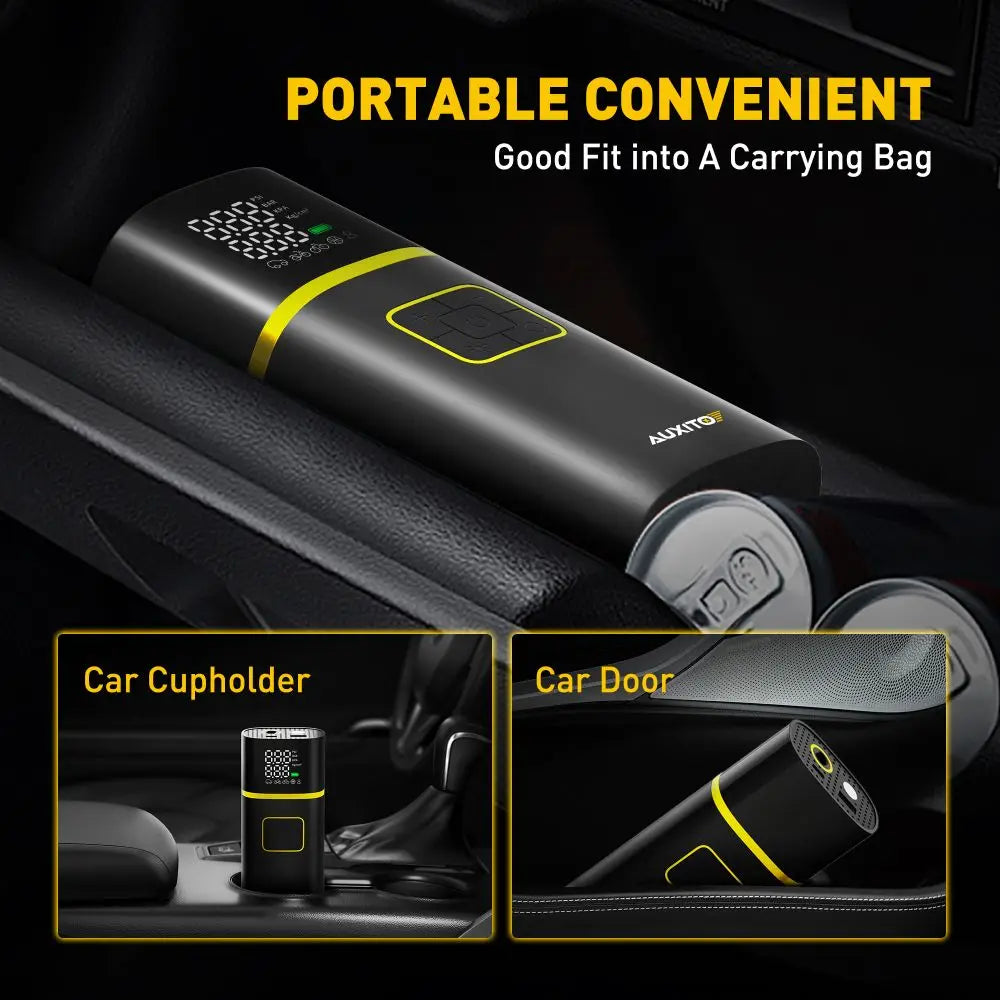 AUXITO Car Jump Starter Air Pump Power Bank Lighting Portable Air Compressor 4 In 1 Cars Battery Starters Auto Tyre Inflator