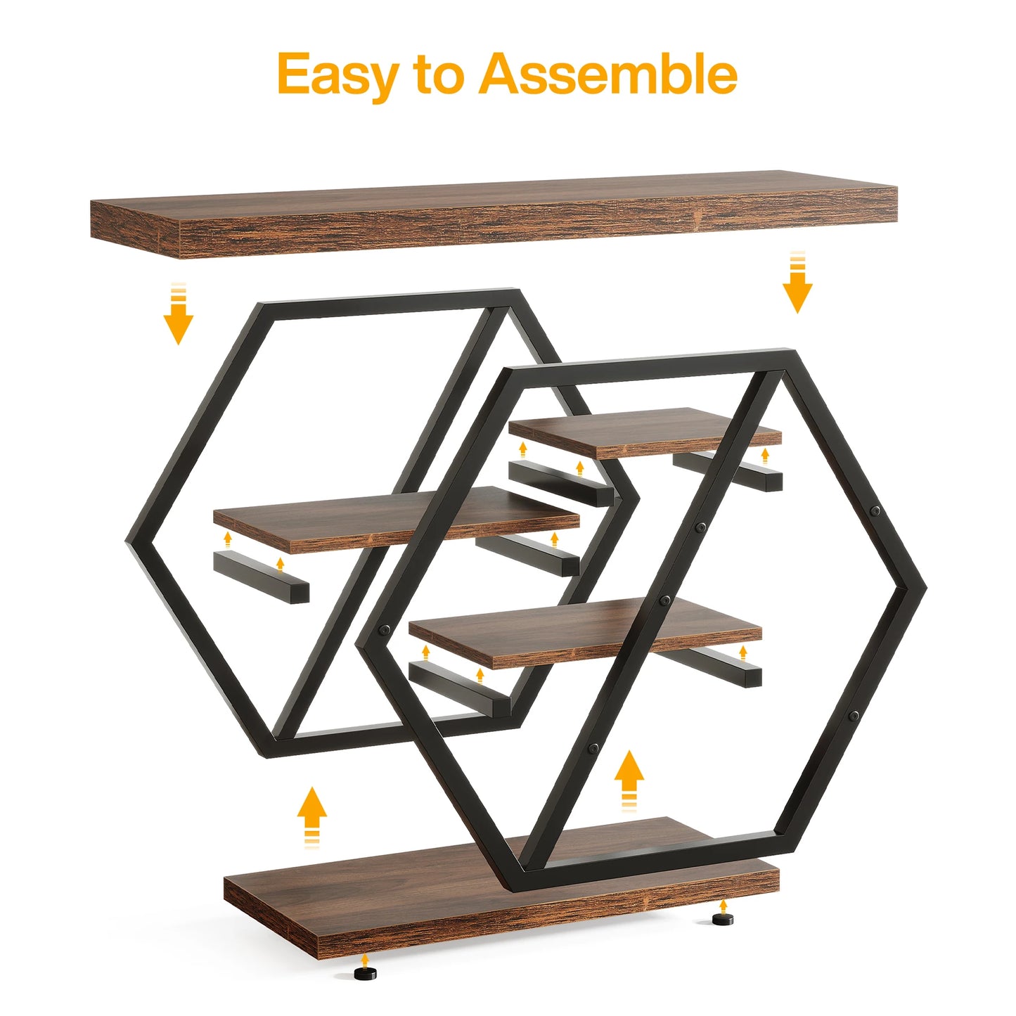 Industrial Console Table For Narrow Entryway Hallway Thick Top