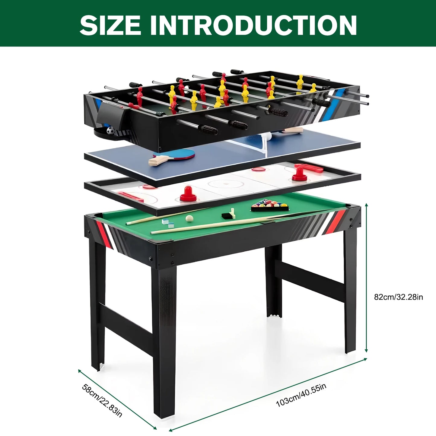 4-in-1 Multi Game Table | Foosball, Billiards, Air Hockey & Table Tennis for Family Game Rooms