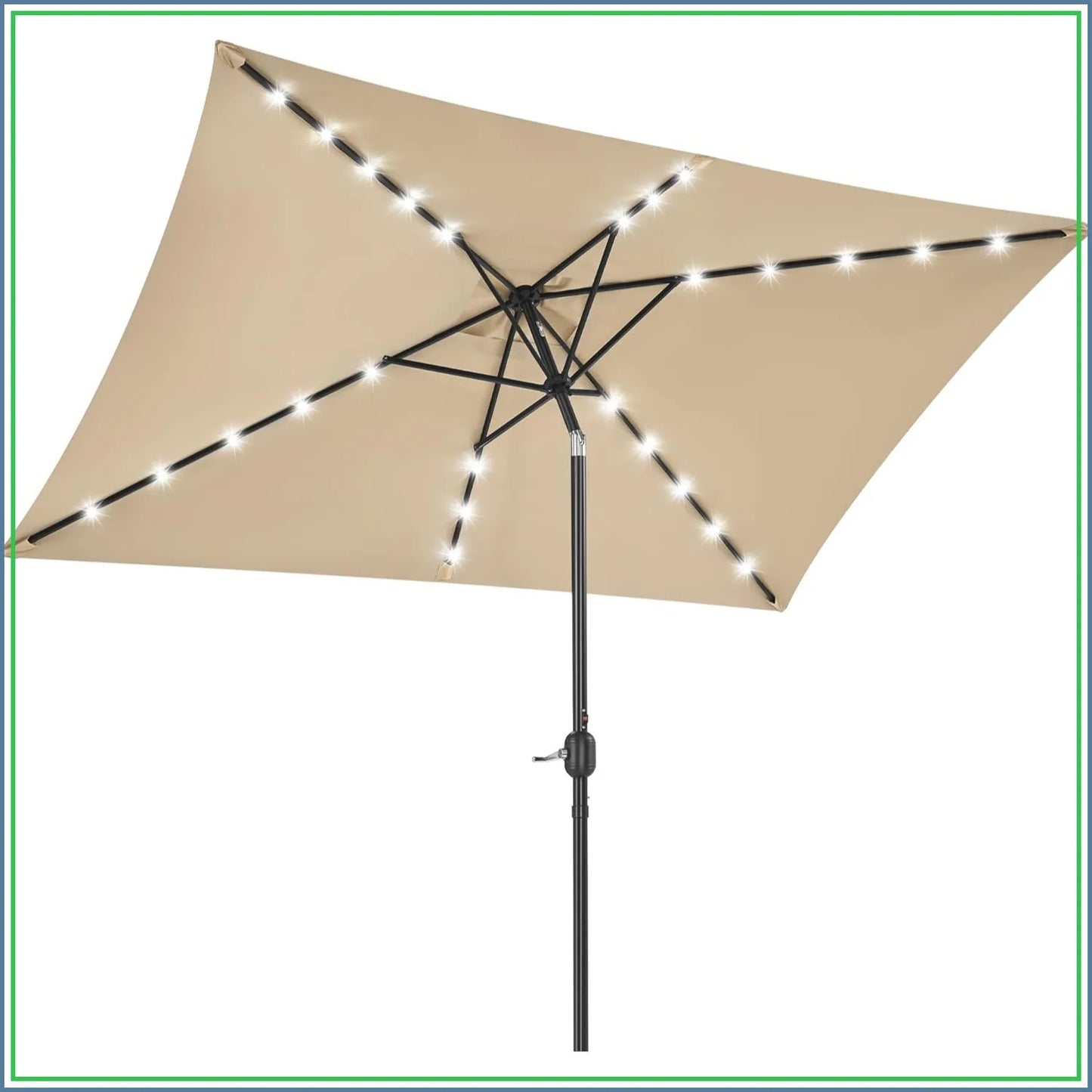 Solar Powered LED Patio Umbrella With Push Button Tilt Crank