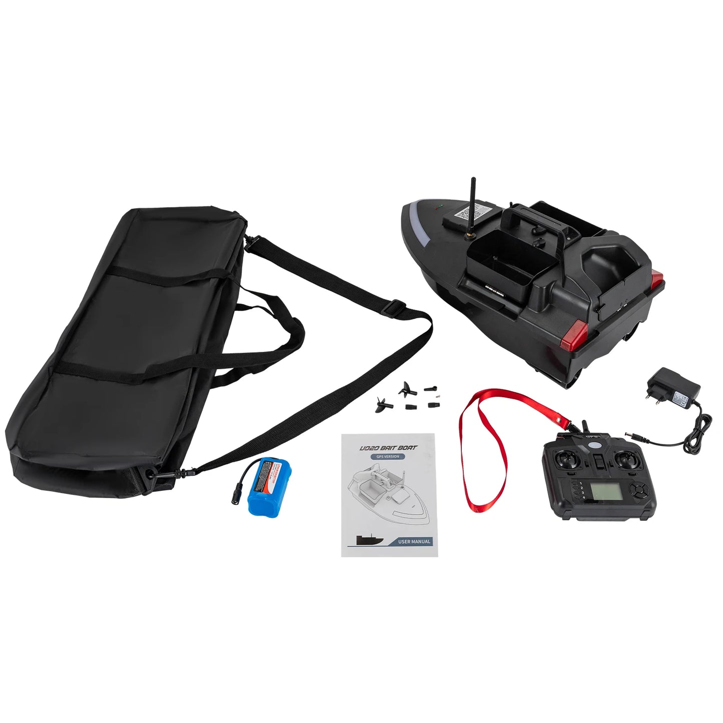 Rechargeable Remote Control Bait Boat With GPS Fish Finder Charger