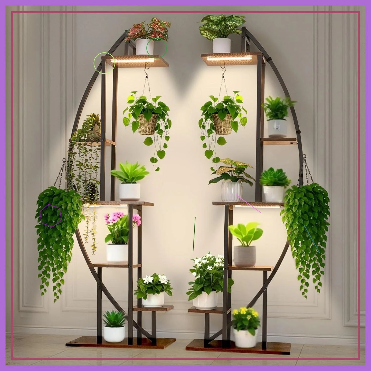 Six Tier Plant Stand With Grow Lights for Living Room