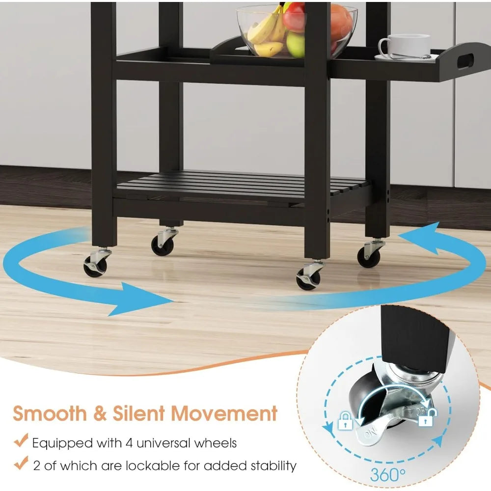 Rolling Kitchen Island Cart With Drawer And Stainless Steel