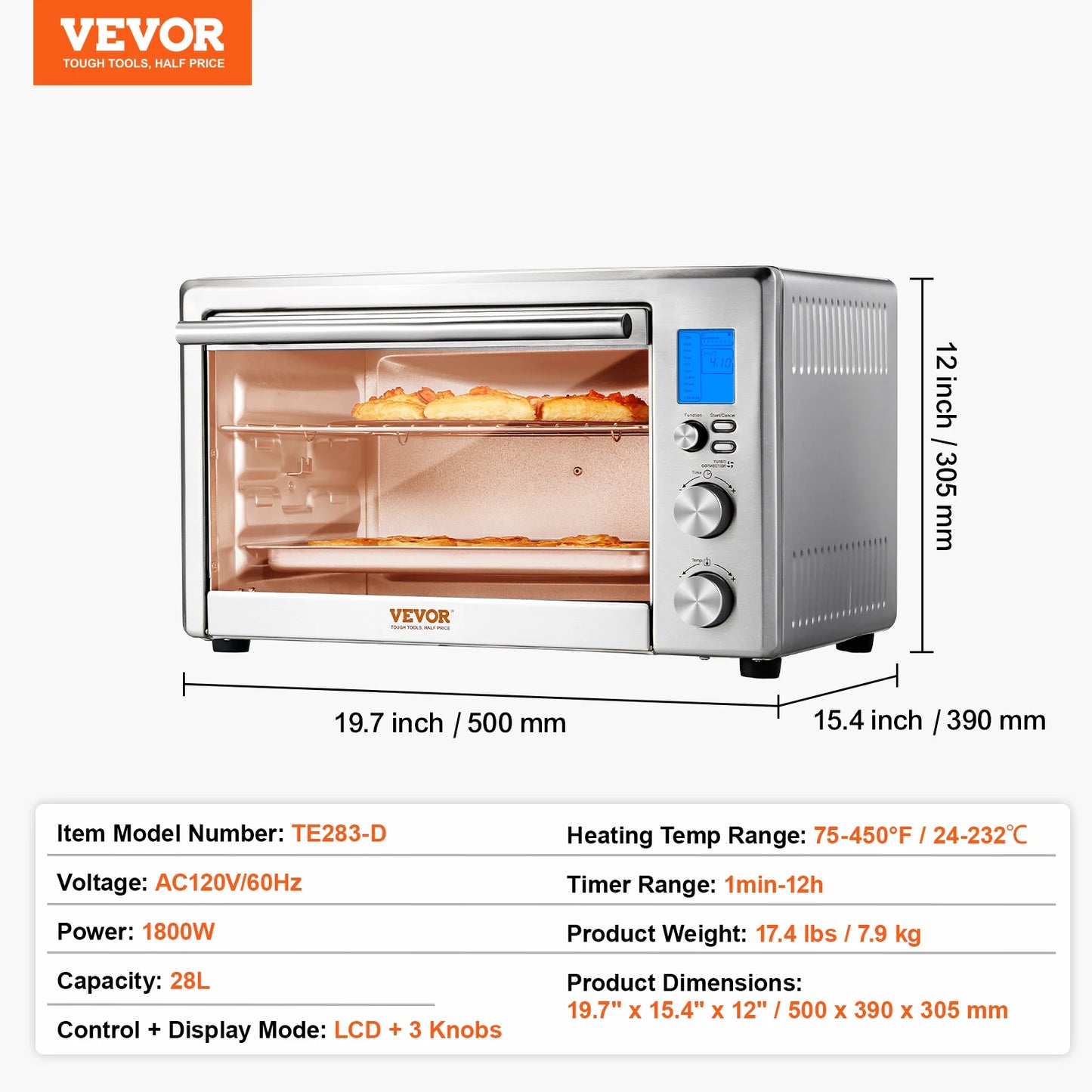 13-in-1 29.6-Quart Air Fryer Toaster Oven with Rotisserie