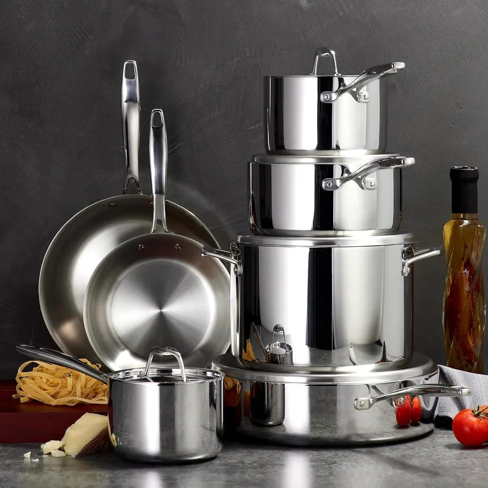 Signature Tri Ply Clad Stainless Steel Cookware Set For Induction