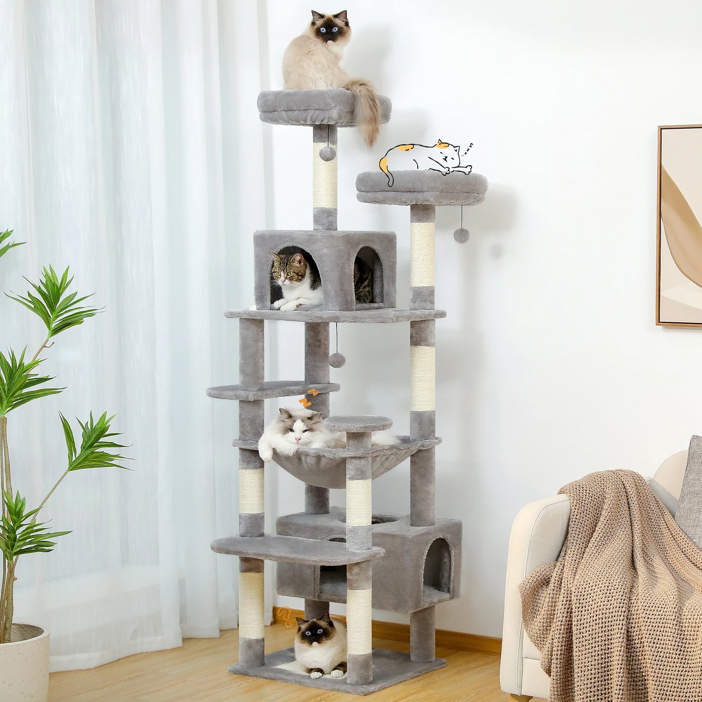 PAWZ Road Large Multi-Level Cat Tree &amp; Condo for Large Cats