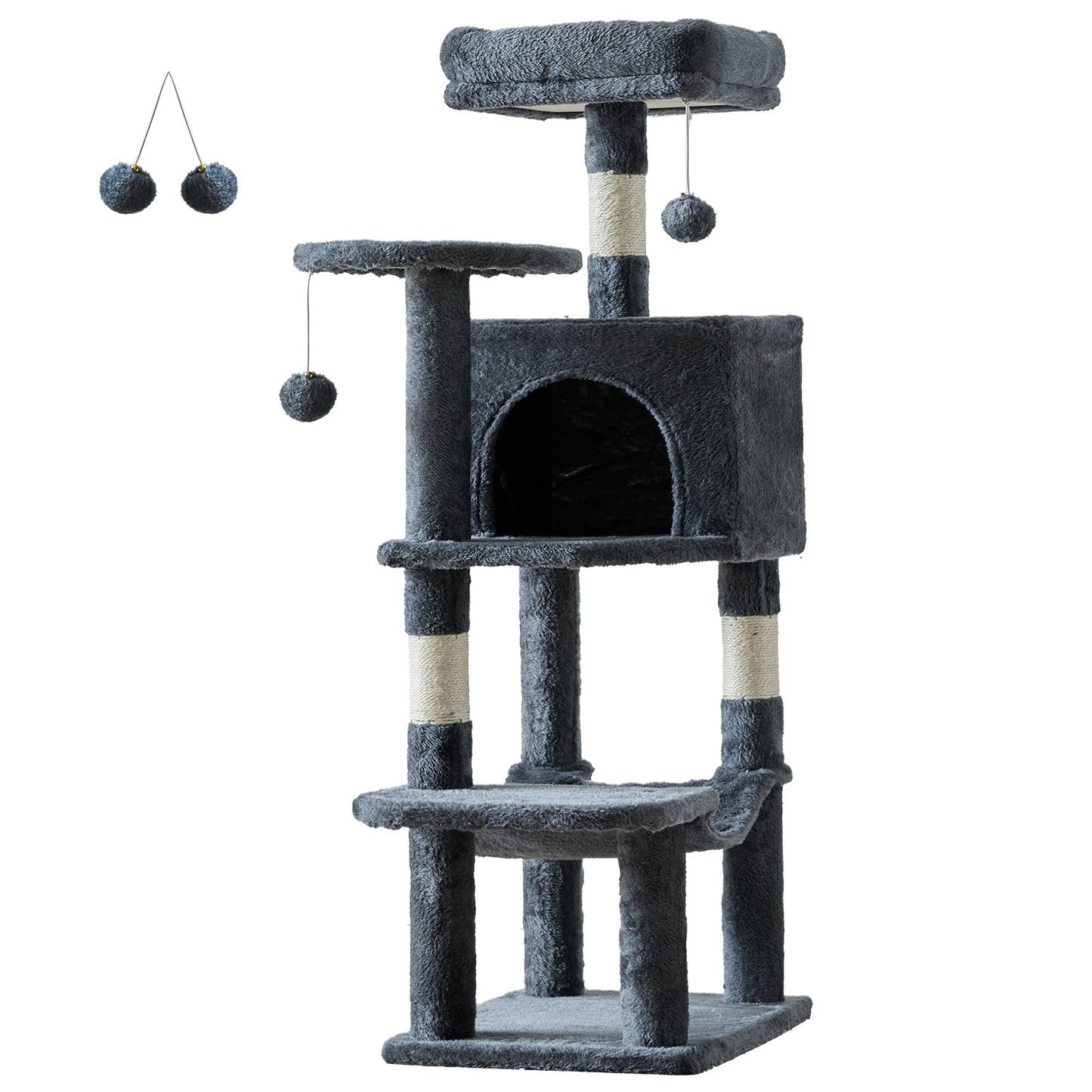 Multi Level Cat Tree With Scratching Posts For Indoor Cats