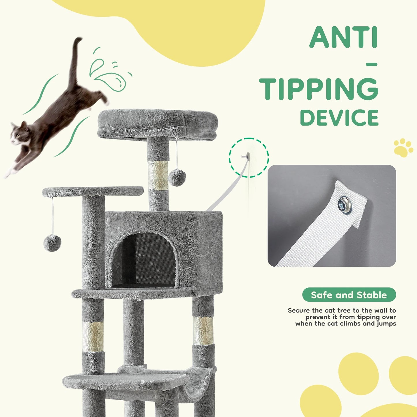 Multi Level Cat Tree With Scratching Posts For Indoor Cats