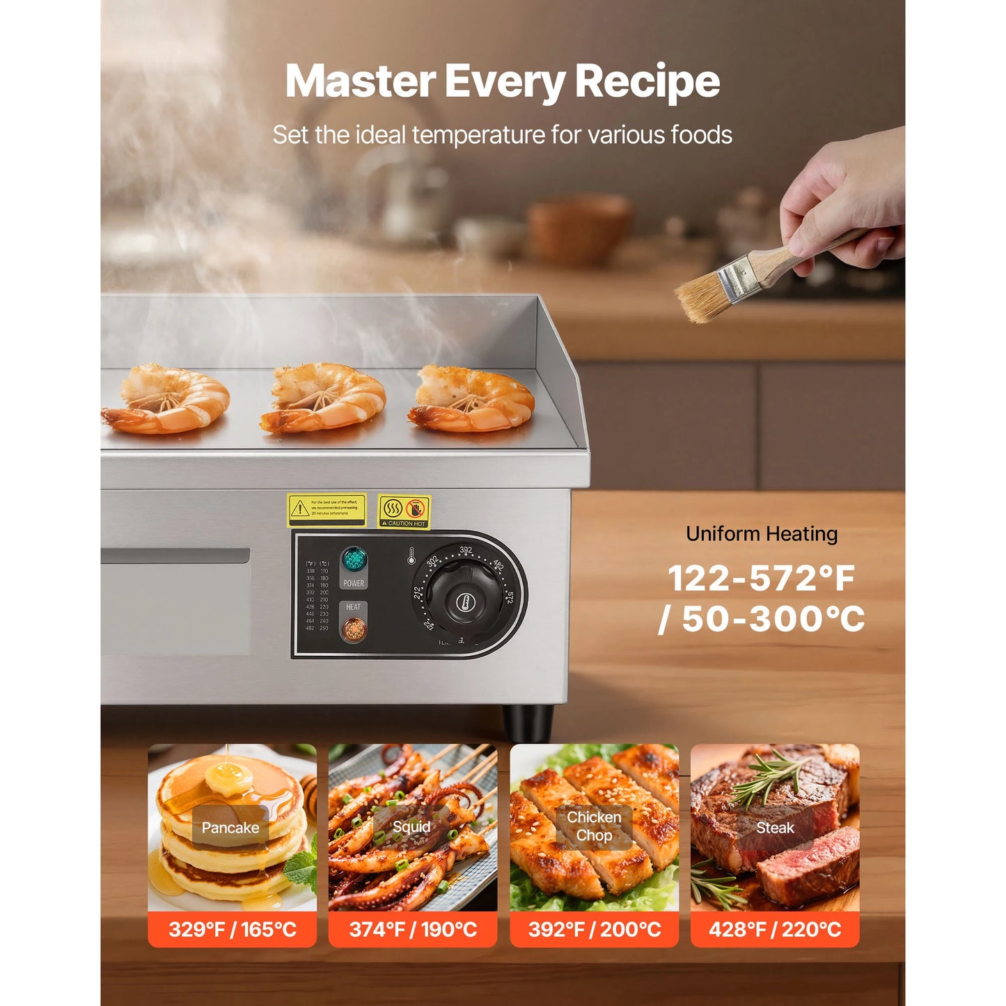 Commercial Electric Griddle – 14" &amp; 22", Adjustable Temperature