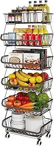 Four Tier Fruit And Vegetable Storage Basket On Wheels