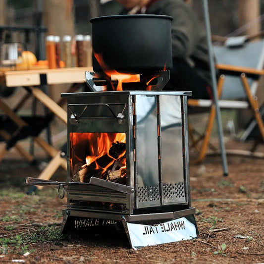 Portable Folding Wood Burning Camp Stove For Outdoor Cooking