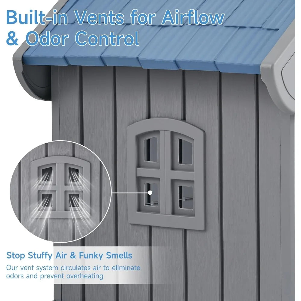 Large Outdoor Dog House with Elevated Floor &amp; Ventilation – Waterproof