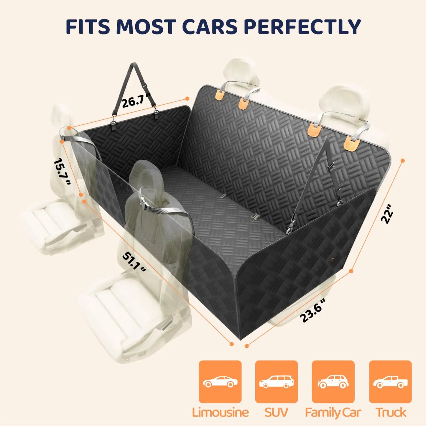 Rear Seat Dog Cover With Hard Bottom Extender Hammock